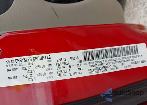 2014 Dodge Grand Caravan Sxt z USA, uszkodzony, nr VIN 2C4RDGCGXER244247